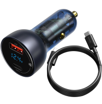 Baseus Car Charger USB/Type-C QC+PPS 65W Dark Gray + Cable Type-C 100W