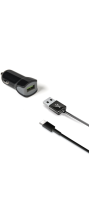 Celly Turbo Car Charger 2.4A Kit Usb Type-C Cable Black
