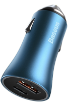 Baseus Car Charger 1xUSB/1xType-C 40W PD 3.0 Blue