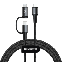 Baseus Multi Cable Type-C to Type-C/Lightning 60W 1m Black
