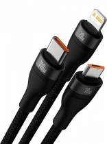 Baseus Flash Series II 2 to 3 Charging Cable U+C to M+L+C 100W 1.2m Black