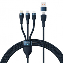 Baseus Flash Series II 2 to 3 Charging Cable U+C to M+L+C 100W 1.2m Blue