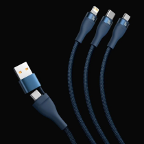 Baseus Flash Series II 2 to 3 Charging Cable U+C to M+L+C 100W 1.2m Blue